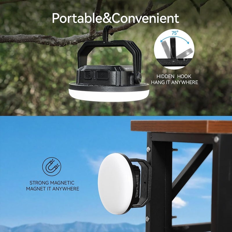vavofo 2Pcs 4000LM 15,000mAh LED Camping Lantern Rechargeable, 3 Lighting Modes, 180LEDs ,Portable Tent Light with Magnet, IP65 Waterproof Hanging Light for Outdoor, Power Outages ,Hurricane（2Pcs） - Image 5